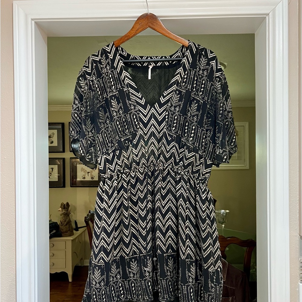 Free People Black and Gold Midi Dress